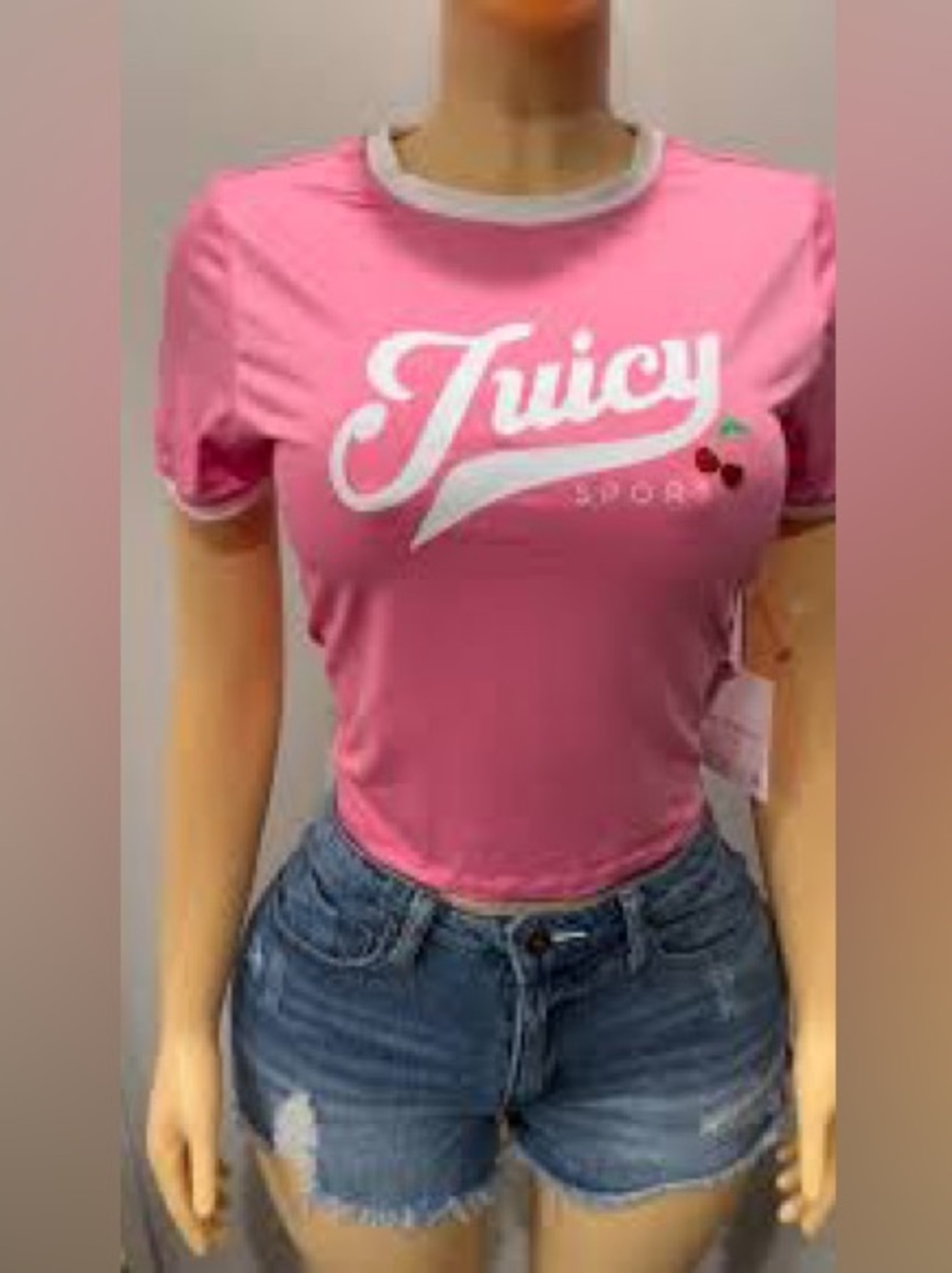 Juicy Couture Pink Logo Cherry Sport Tee - Picture 4 of 5